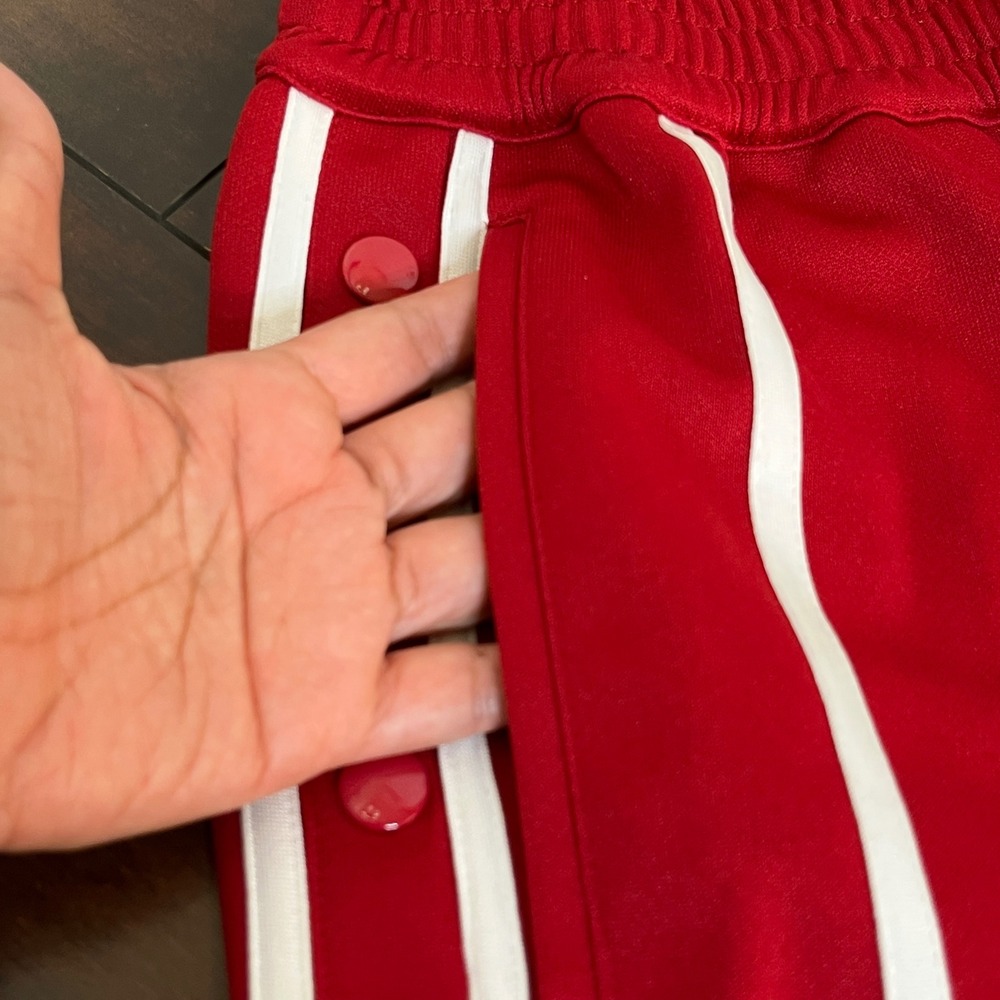$345 Helmut Lang Track Shorts‎ Men's Small Red White Side Stripe Snap Button - Picture 10 of 13